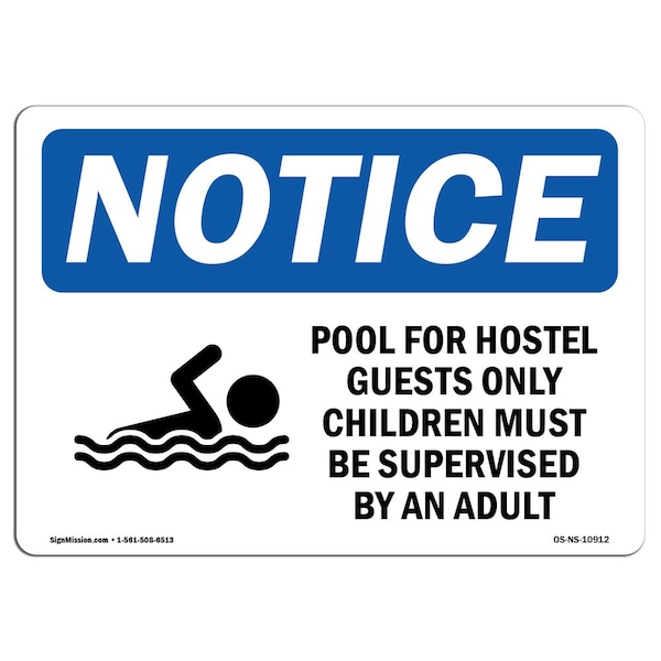 OSHA Notice Sign, 3.5" H, DANGER Pool For Hotel Guests Only Children Sign, Landscape, 10PK